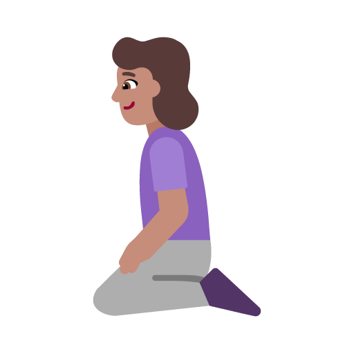 Microsoft design of the woman kneeling: medium skin tone emoji verson:Windows-11-22H2