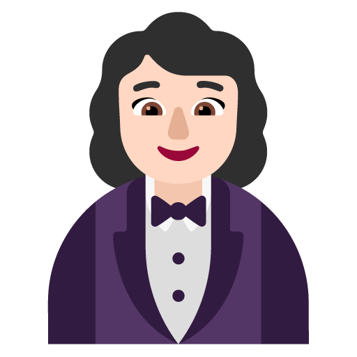 Microsoft design of the woman in tuxedo: light skin tone emoji verson:Windows-11-22H2