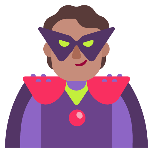 Microsoft design of the supervillain: medium skin tone emoji verson:Windows-11-22H2