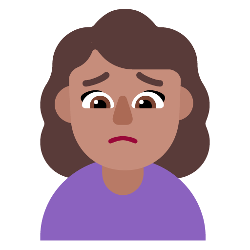 Microsoft design of the woman frowning: medium skin tone emoji verson:Windows-11-22H2