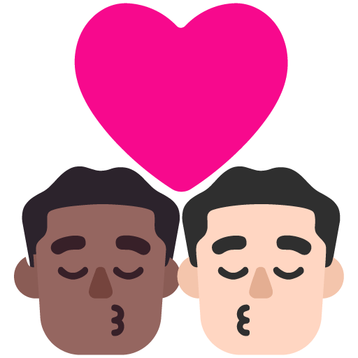 Microsoft design of the kiss: man man medium-dark skin tone light skin tone emoji verson:Windows-11-22H2