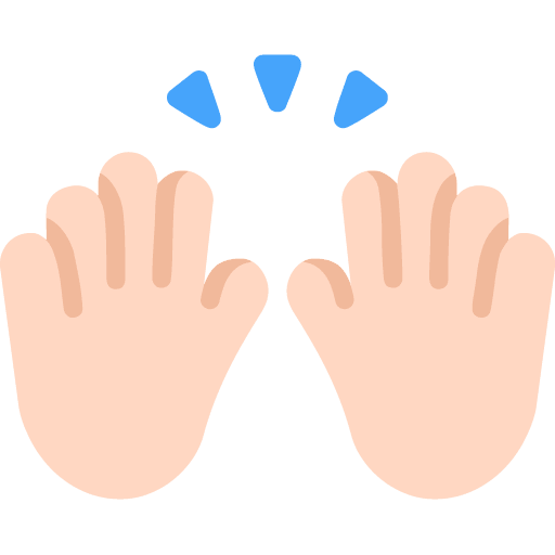 Microsoft design of the raising hands: light skin tone emoji verson:Windows-11-22H2