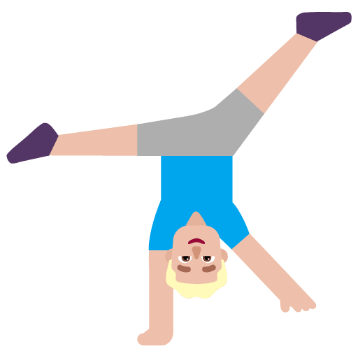 Microsoft design of the man cartwheeling: medium-light skin tone emoji verson:Windows-11-22H2