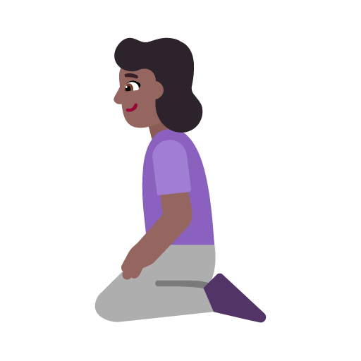 Microsoft design of the woman kneeling: medium-dark skin tone emoji verson:Windows-11-22H2