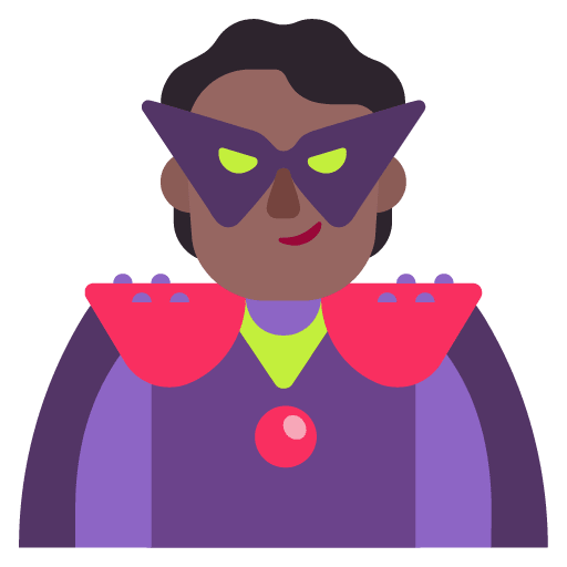 Microsoft design of the supervillain: medium-dark skin tone emoji verson:Windows-11-22H2