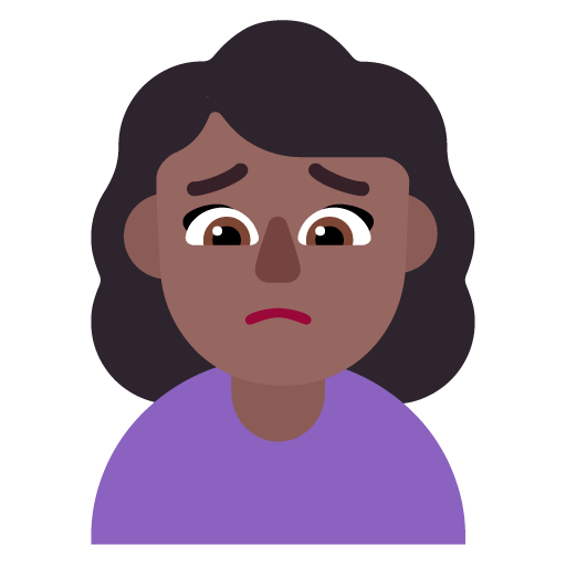 Microsoft design of the woman frowning: medium-dark skin tone emoji verson:Windows-11-22H2