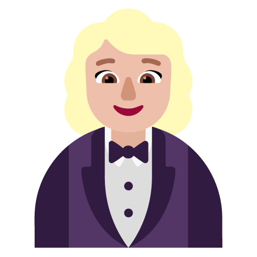 Microsoft design of the woman in tuxedo: medium-light skin tone emoji verson:Windows-11-22H2