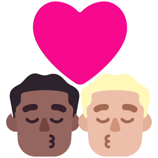 Microsoft design of the kiss: man man medium-dark skin tone medium-light skin tone emoji verson:Windows-11-22H2