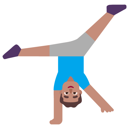 Microsoft design of the man cartwheeling: medium skin tone emoji verson:Windows-11-22H2