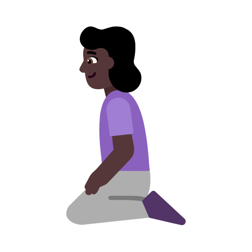 Microsoft design of the woman kneeling: dark skin tone emoji verson:Windows-11-22H2
