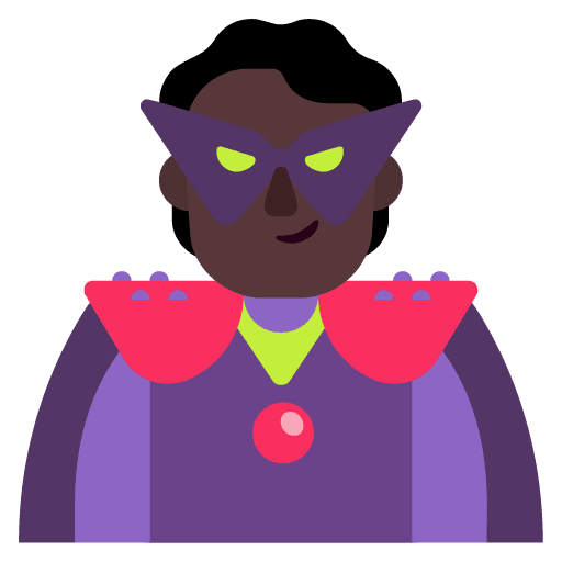 Microsoft design of the supervillain: dark skin tone emoji verson:Windows-11-22H2