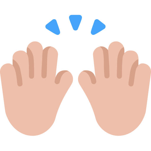 Microsoft design of the raising hands: medium-light skin tone emoji verson:Windows-11-22H2