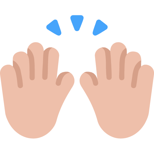 Microsoft design of the raising hands: medium-light skin tone emoji verson:Windows-11-22H2