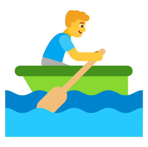 Microsoft design of the man rowing boat emoji verson:Windows-11-22H2
