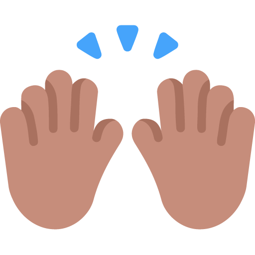Microsoft design of the raising hands: medium skin tone emoji verson:Windows-11-22H2