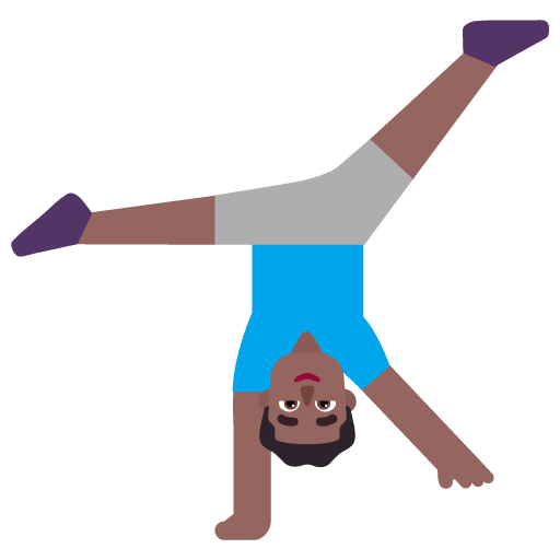 Microsoft design of the man cartwheeling: medium-dark skin tone emoji verson:Windows-11-22H2
