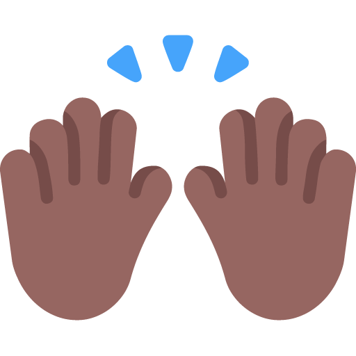 Microsoft design of the raising hands: medium-dark skin tone emoji verson:Windows-11-22H2