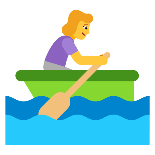 Microsoft design of the woman rowing boat emoji verson:Windows-11-22H2
