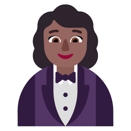 Microsoft design of the woman in tuxedo: medium-dark skin tone emoji verson:Windows-11-22H2