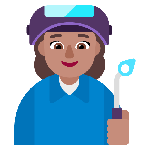 Microsoft design of the woman factory worker: medium skin tone emoji verson:Windows-11-22H2
