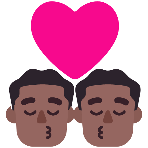 Microsoft design of the kiss: man man medium-dark skin tone emoji verson:Windows-11-22H2