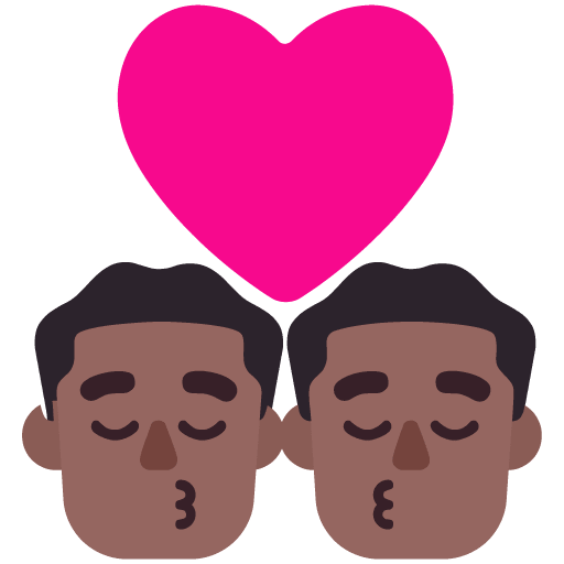 Microsoft design of the kiss: man man medium-dark skin tone emoji verson:Windows-11-22H2