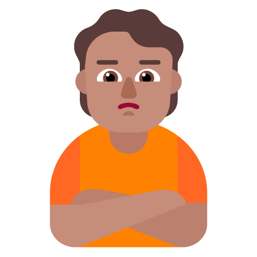 Microsoft design of the person pouting: medium skin tone emoji verson:Windows-11-22H2