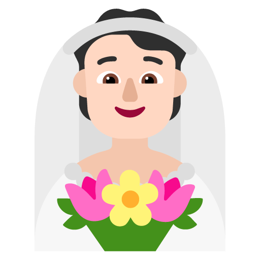 Microsoft design of the person with veil: light skin tone emoji verson:Windows-11-22H2