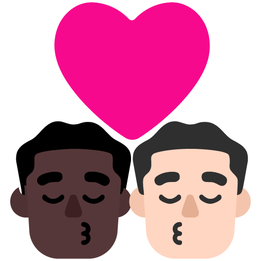 Microsoft design of the kiss: man man dark skin tone light skin tone emoji verson:Windows-11-22H2