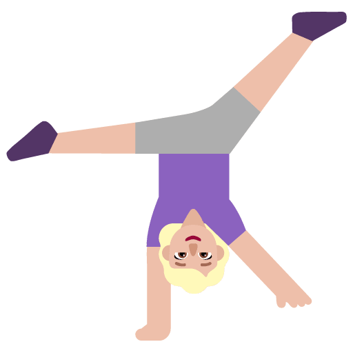 Microsoft design of the woman cartwheeling: medium-light skin tone emoji verson:Windows-11-22H2
