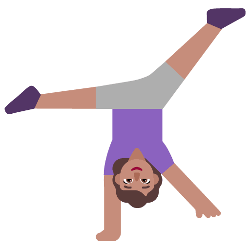 Microsoft design of the woman cartwheeling: medium skin tone emoji verson:Windows-11-22H2