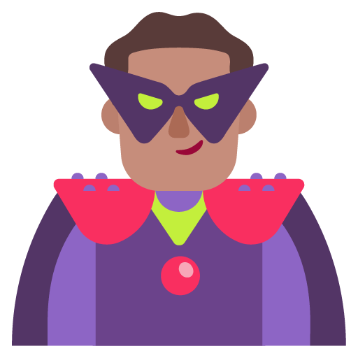 Microsoft design of the man supervillain: medium skin tone emoji verson:Windows-11-22H2