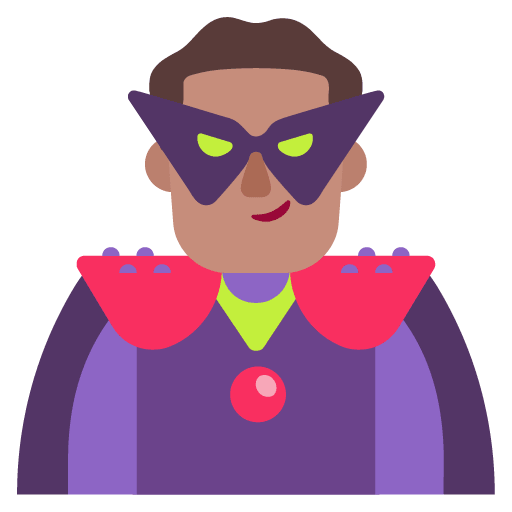 Microsoft design of the man supervillain: medium skin tone emoji verson:Windows-11-22H2