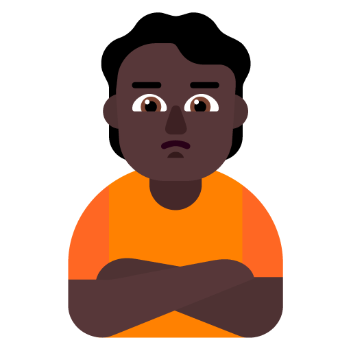 Microsoft design of the person pouting: dark skin tone emoji verson:Windows-11-22H2