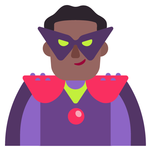 Microsoft design of the man supervillain: medium-dark skin tone emoji verson:Windows-11-22H2