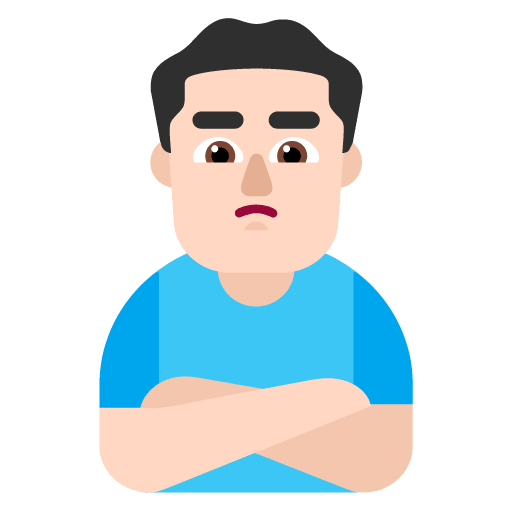 Microsoft design of the man pouting: light skin tone emoji verson:Windows-11-22H2