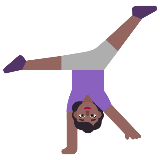 Microsoft design of the woman cartwheeling: medium-dark skin tone emoji verson:Windows-11-22H2