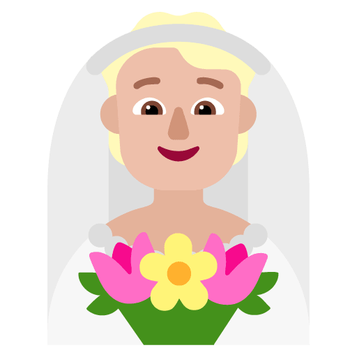 Microsoft design of the person with veil: medium-light skin tone emoji verson:Windows-11-22H2