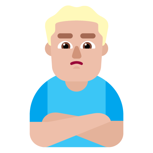 Microsoft design of the man pouting: medium-light skin tone emoji verson:Windows-11-22H2