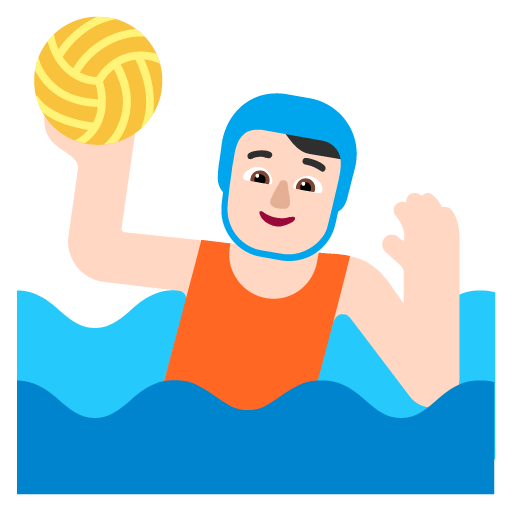 Microsoft design of the person playing water polo: light skin tone emoji verson:Windows-11-22H2