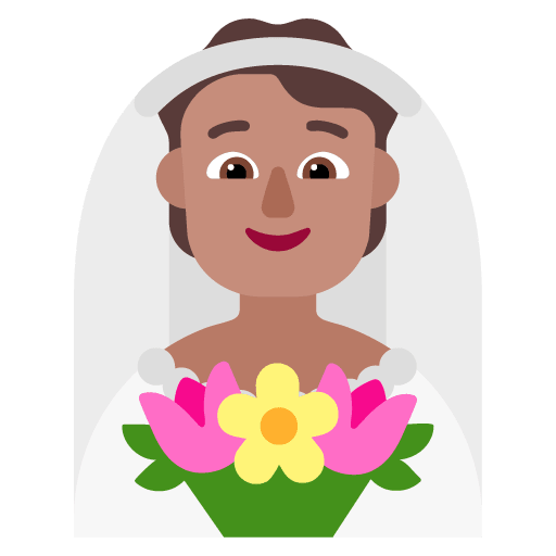 Microsoft design of the person with veil: medium skin tone emoji verson:Windows-11-22H2