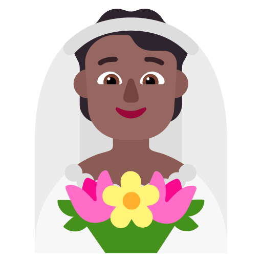 Microsoft design of the person with veil: medium-dark skin tone emoji verson:Windows-11-22H2