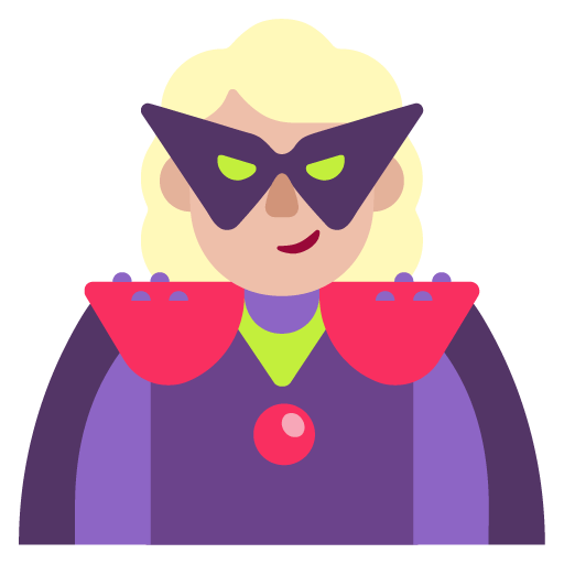 Microsoft design of the woman supervillain: medium-light skin tone emoji verson:Windows-11-22H2