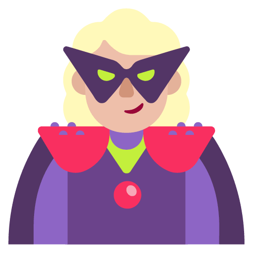 Microsoft design of the woman supervillain: medium-light skin tone emoji verson:Windows-11-22H2