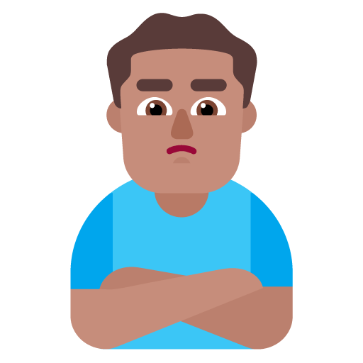 Microsoft design of the man pouting: medium skin tone emoji verson:Windows-11-22H2