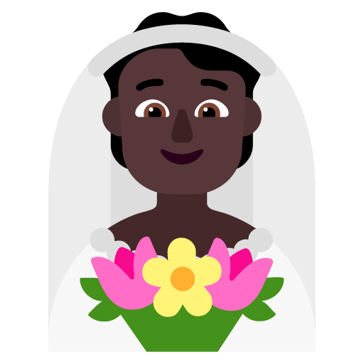 Microsoft design of the person with veil: dark skin tone emoji verson:Windows-11-22H2