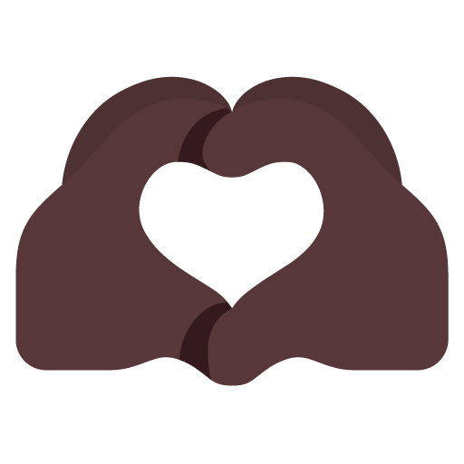 Microsoft design of the heart hands: dark skin tone emoji verson:Windows-11-22H2