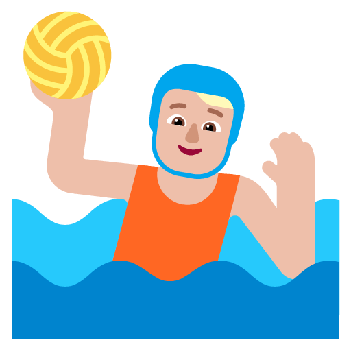 Microsoft design of the person playing water polo: medium-light skin tone emoji verson:Windows-11-22H2