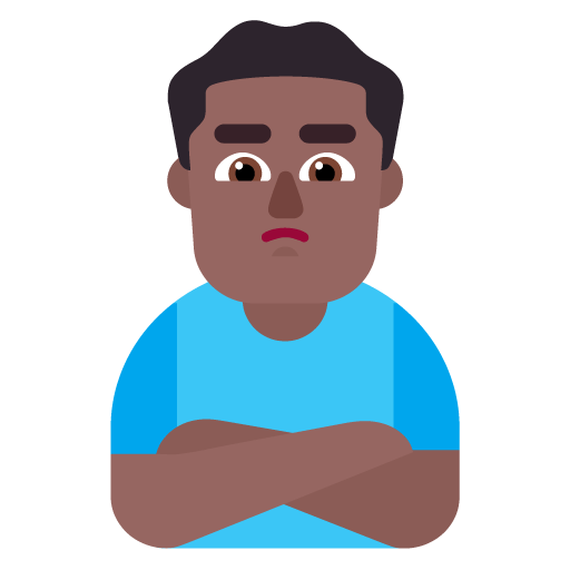 Microsoft design of the man pouting: medium-dark skin tone emoji verson:Windows-11-22H2