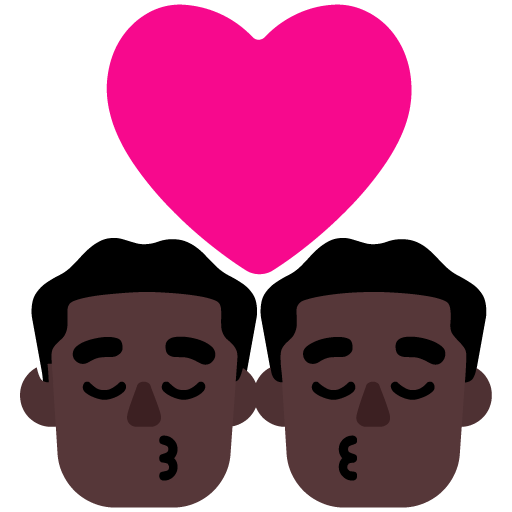 Microsoft design of the kiss: man man dark skin tone emoji verson:Windows-11-22H2